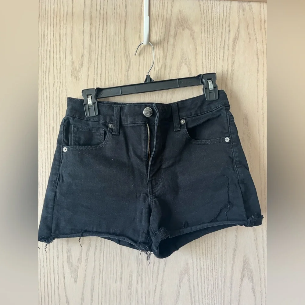 American Eagle Black Denim Distressed Shorts